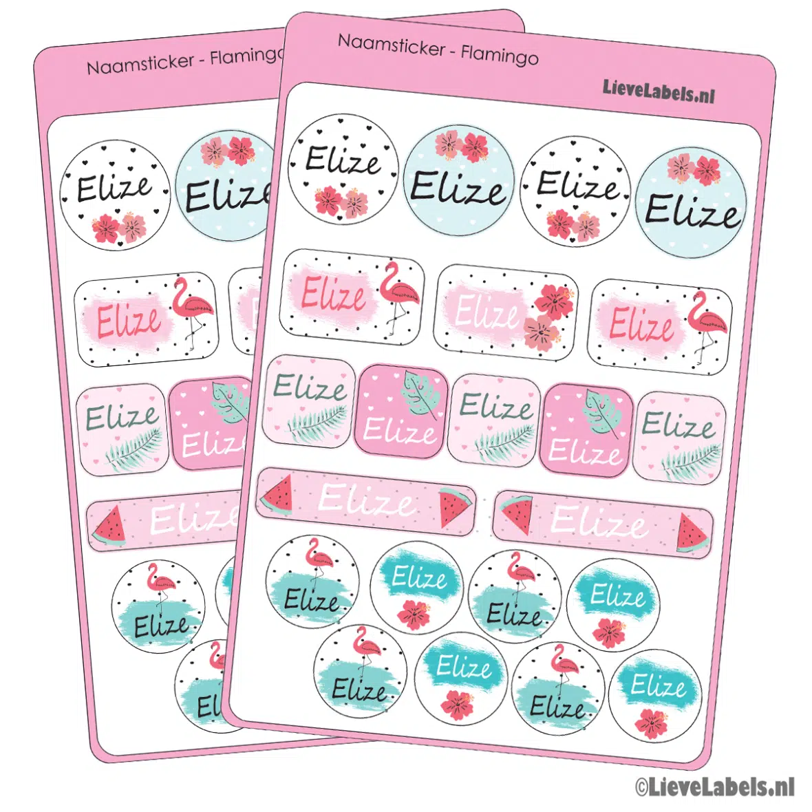 Naamstickers – Flamingo