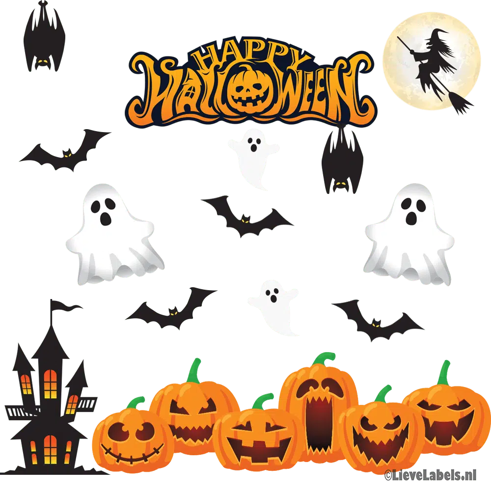 Herbruikbare statische raamstickers – Happy Halloween