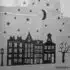 Raamsticker Grachtenpand huisjes, herbruikbaar