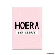 Wenskaart - Hoera een meisje
