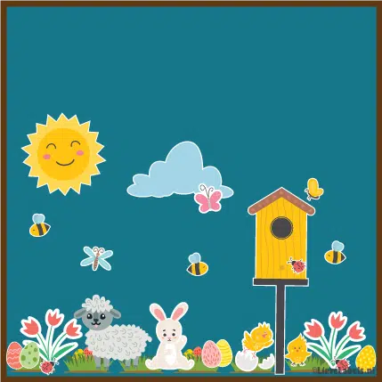 Herbruikbare statische raamstickers – Lente/Pasen