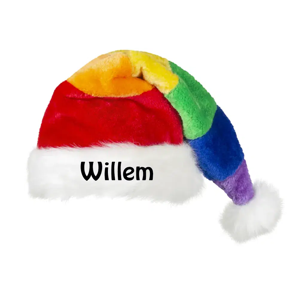 Kerstmuts met naam – regenboog