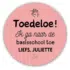 Traktatie sticker - Toedeloe