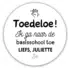 Traktatie sticker - Toedeloe