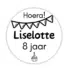 Traktatie sticker met naam en leeftijd