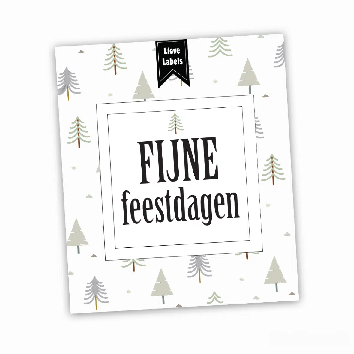 Wijn etiket – Fijne feestdagen kerstbomen
