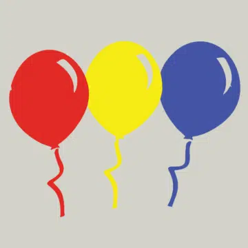 Herbruikbare statische raamsticker - Ballonnen Rood/Blauw/Geel