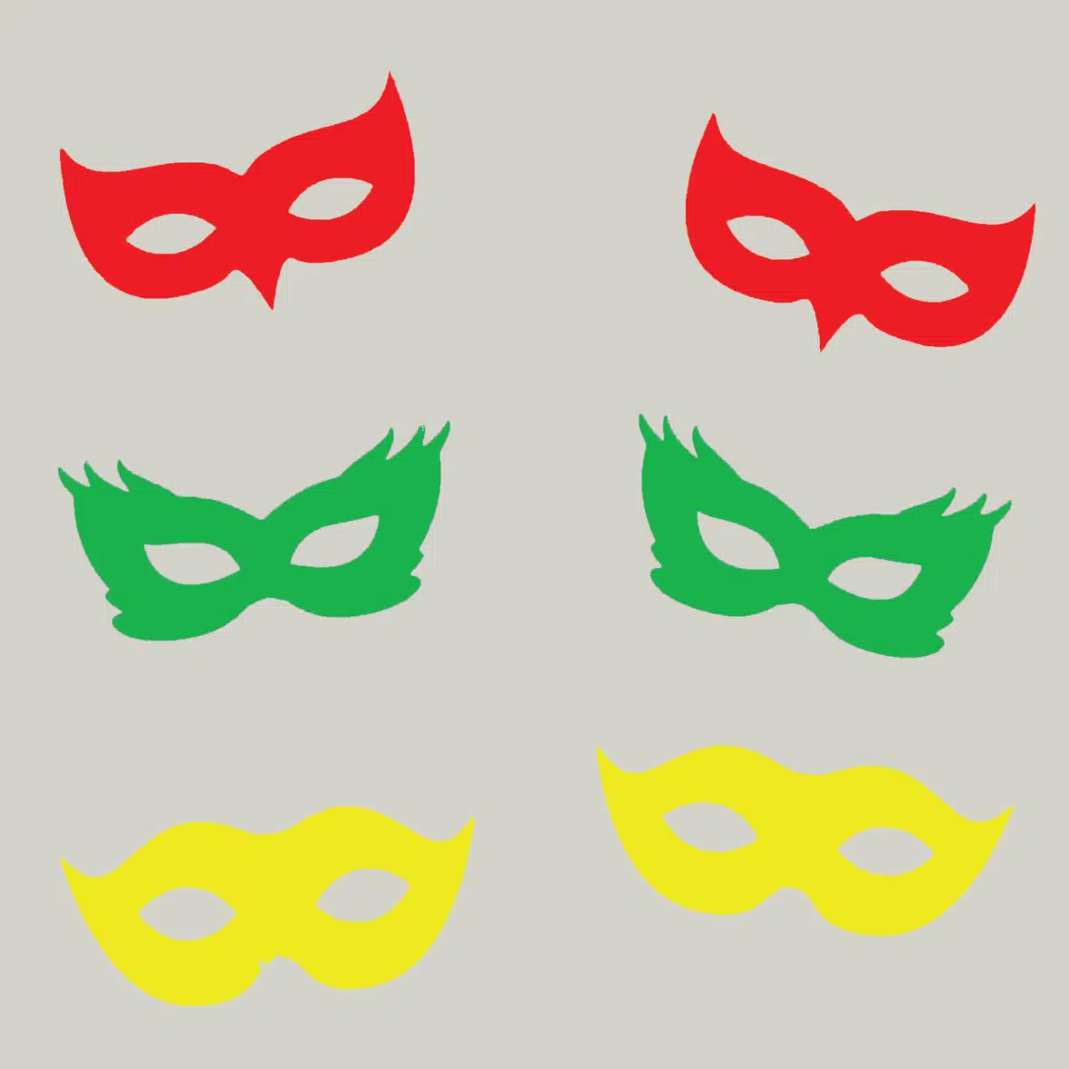 Herbruikbare statische raamsticker – Maskers Rood/Groen/Geel