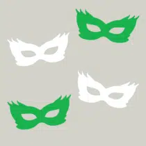 Herbruikbare statische raamsticker - Maskers Groen/Wit