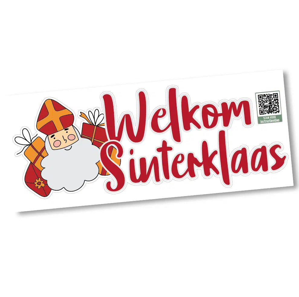 Herbruikbare statische raamsticker – Welkom Sinterklaas