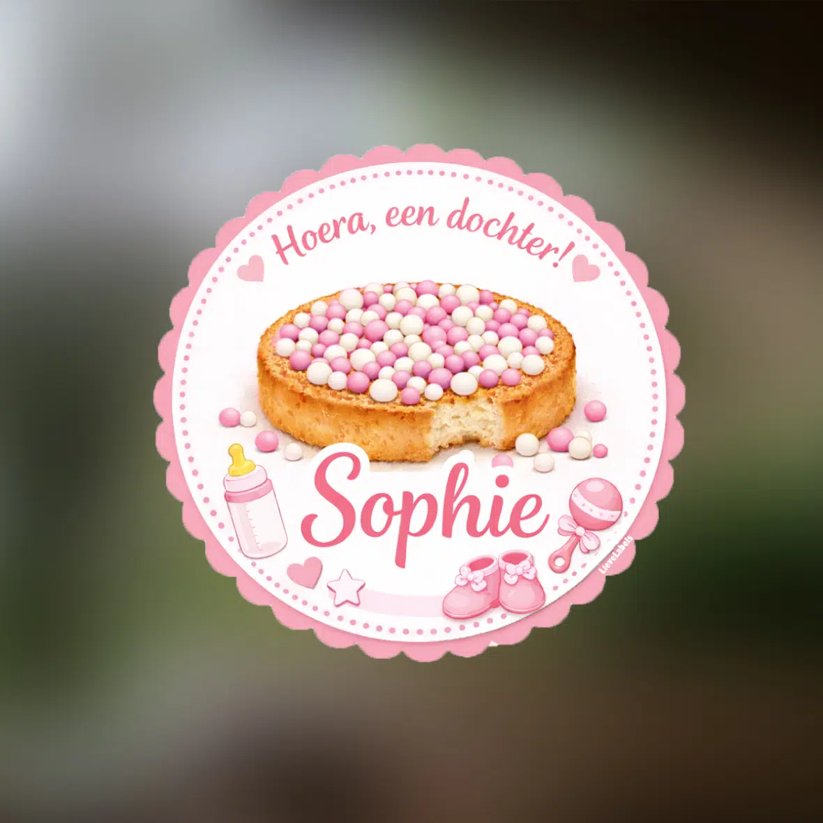 Raamsticker – Beschuit met muisjes | Meisje