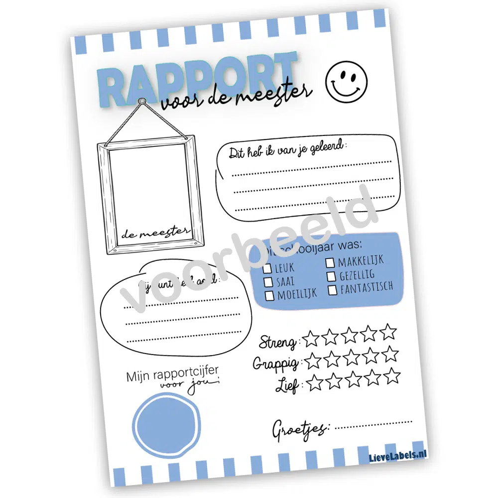 Rapport voor de meester – printable