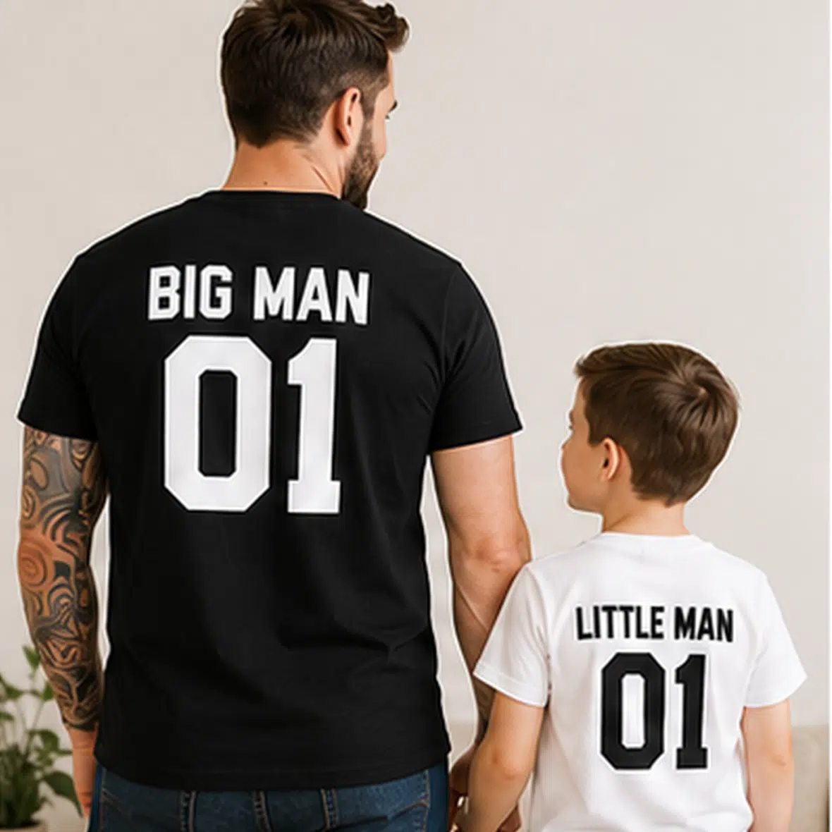 Vader/zoon T-Shirts, verschillende opdrukken mogelijk.