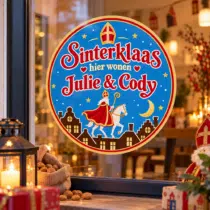 Sinterklaas raamsticker met naam | Statisch & herbruikbaar